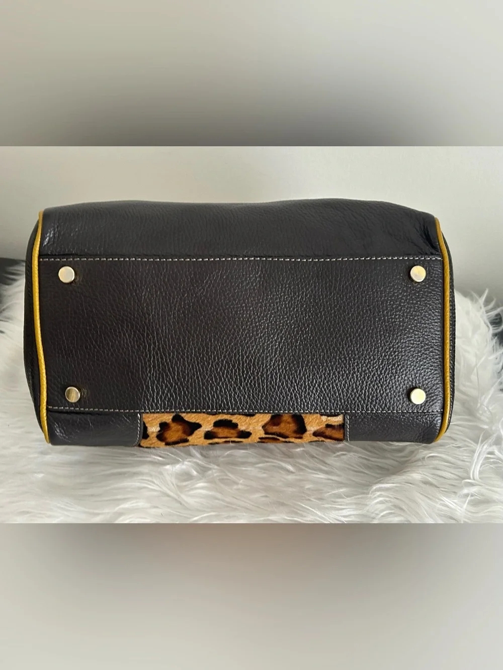 Claudia Firenze Leopard Calf Hair Leather Frame Satchel Made in Italy - Picture 13 of 15